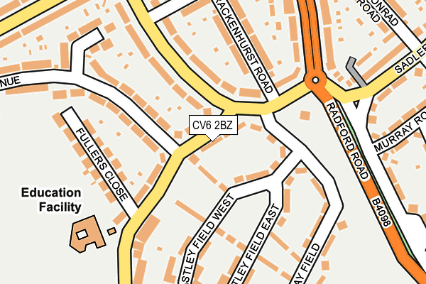 CV6 2BZ map - OS OpenMap – Local (Ordnance Survey)