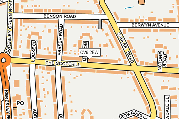 CV6 2EW map - OS OpenMap – Local (Ordnance Survey)