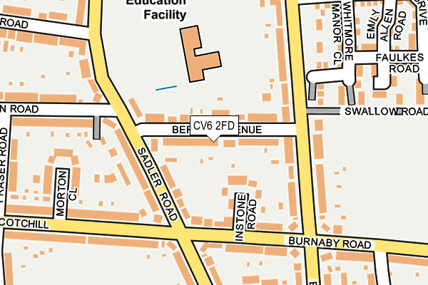 CV6 2FD map - OS OpenMap – Local (Ordnance Survey)