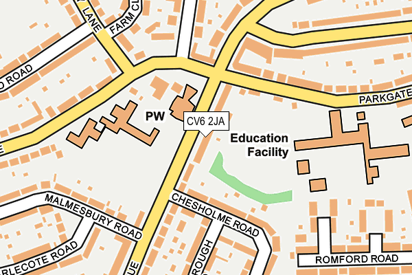 CV6 2JA map - OS OpenMap – Local (Ordnance Survey)