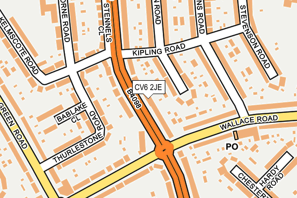 CV6 2JE map - OS OpenMap – Local (Ordnance Survey)