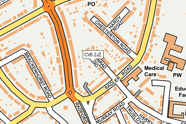 CV6 2JZ map - OS OpenMap – Local (Ordnance Survey)