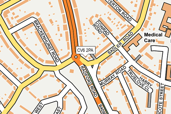 CV6 2PA map - OS OpenMap – Local (Ordnance Survey)