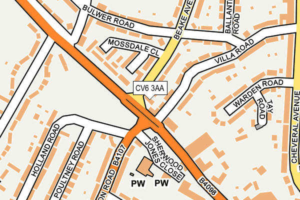 CV6 3AA map - OS OpenMap – Local (Ordnance Survey)