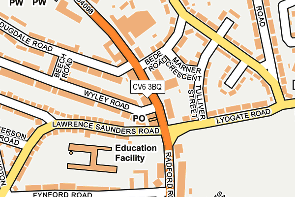 CV6 3BQ map - OS OpenMap – Local (Ordnance Survey)