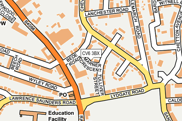 CV6 3BX map - OS OpenMap – Local (Ordnance Survey)