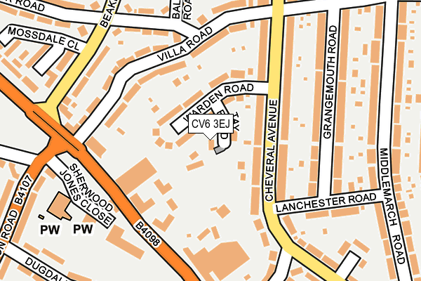 CV6 3EJ map - OS OpenMap – Local (Ordnance Survey)