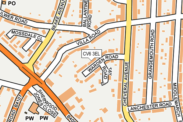CV6 3EL map - OS OpenMap – Local (Ordnance Survey)