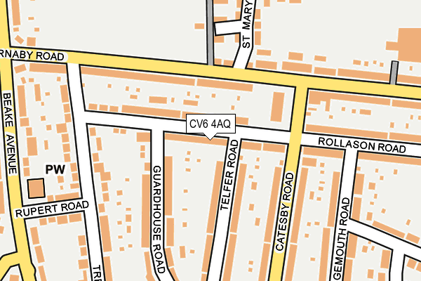 CV6 4AQ map - OS OpenMap – Local (Ordnance Survey)