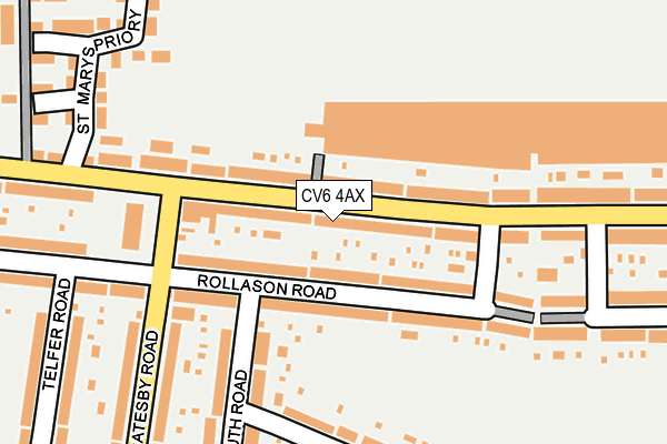 CV6 4AX map - OS OpenMap – Local (Ordnance Survey)