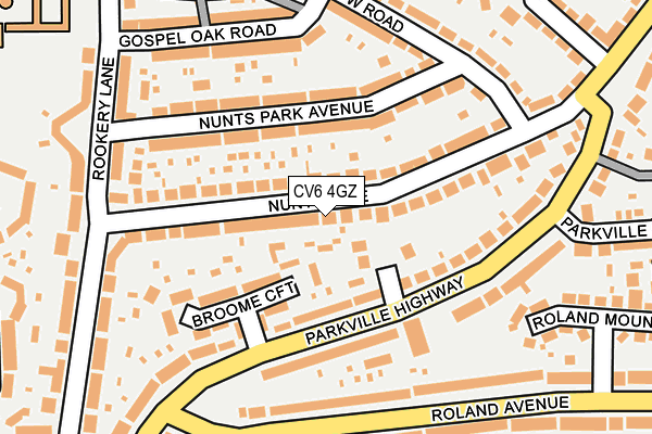 CV6 4GZ map - OS OpenMap – Local (Ordnance Survey)