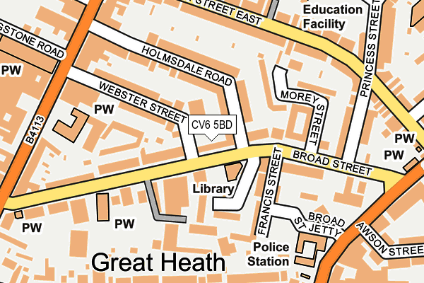 CV6 5BD map - OS OpenMap – Local (Ordnance Survey)