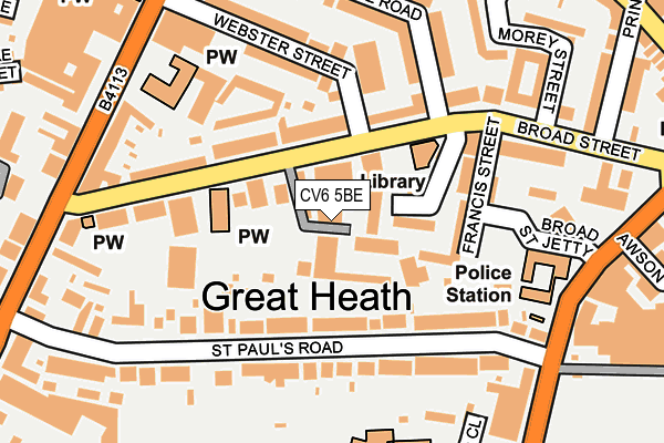 CV6 5BE map - OS OpenMap – Local (Ordnance Survey)