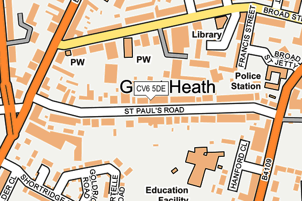 CV6 5DE map - OS OpenMap – Local (Ordnance Survey)