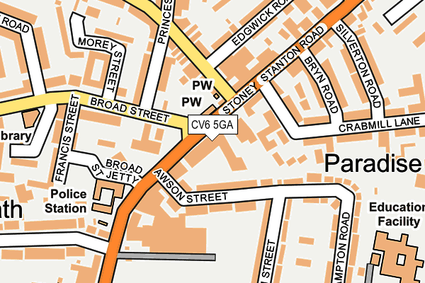 CV6 5GA map - OS OpenMap – Local (Ordnance Survey)