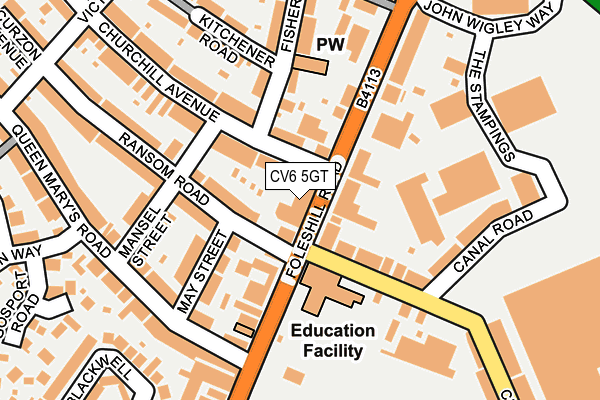 CV6 5GT map - OS OpenMap – Local (Ordnance Survey)