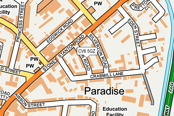 CV6 5GZ map - OS OpenMap – Local (Ordnance Survey)