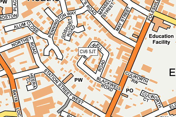 CV6 5JT map - OS OpenMap – Local (Ordnance Survey)