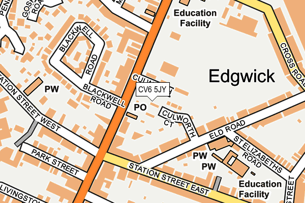 CV6 5JY map - OS OpenMap – Local (Ordnance Survey)