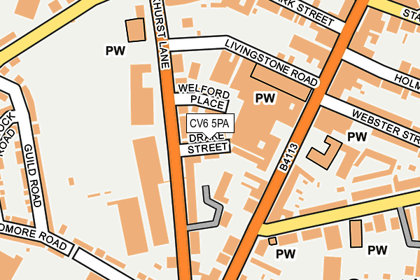 CV6 5PA map - OS OpenMap – Local (Ordnance Survey)