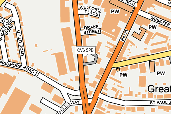 CV6 5PB map - OS OpenMap – Local (Ordnance Survey)