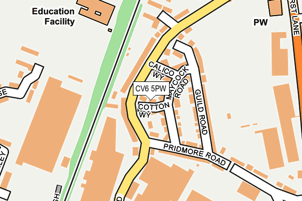 CV6 5PW map - OS OpenMap – Local (Ordnance Survey)