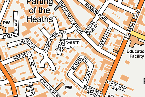 CV6 5TD map - OS OpenMap – Local (Ordnance Survey)