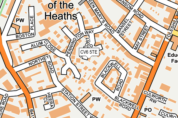 CV6 5TE map - OS OpenMap – Local (Ordnance Survey)