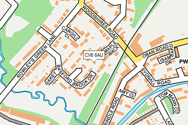 CV6 6AU map - OS OpenMap – Local (Ordnance Survey)