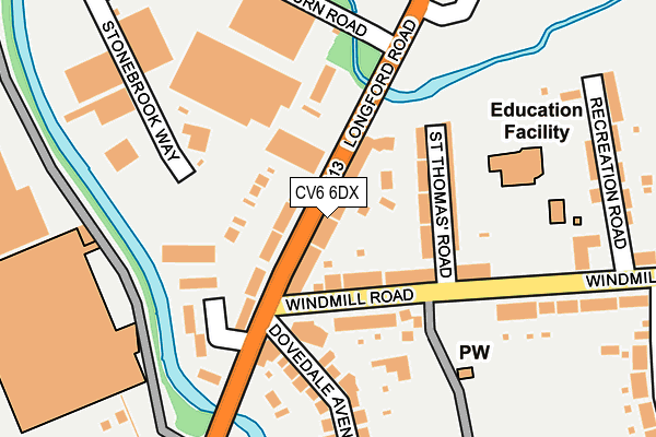 CV6 6DX map - OS OpenMap – Local (Ordnance Survey)
