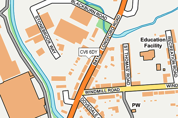 CV6 6DY map - OS OpenMap – Local (Ordnance Survey)