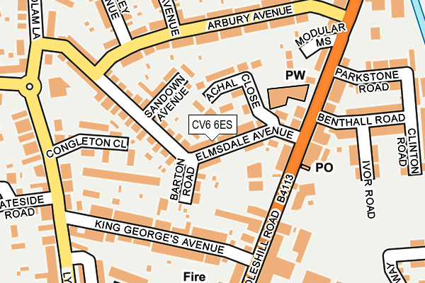 CV6 6ES map - OS OpenMap – Local (Ordnance Survey)