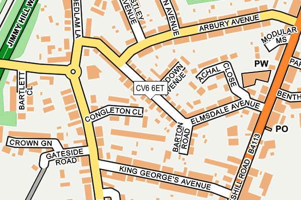 CV6 6ET map - OS OpenMap – Local (Ordnance Survey)