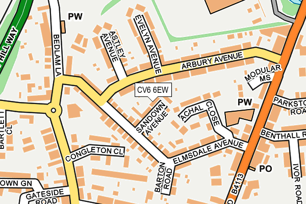 CV6 6EW map - OS OpenMap – Local (Ordnance Survey)