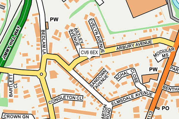 CV6 6EX map - OS OpenMap – Local (Ordnance Survey)