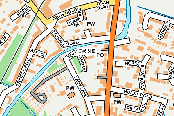 CV6 6HE map - OS OpenMap – Local (Ordnance Survey)