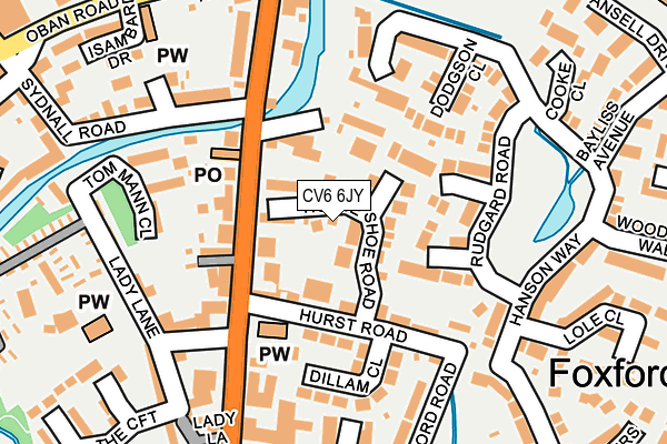 CV6 6JY map - OS OpenMap – Local (Ordnance Survey)