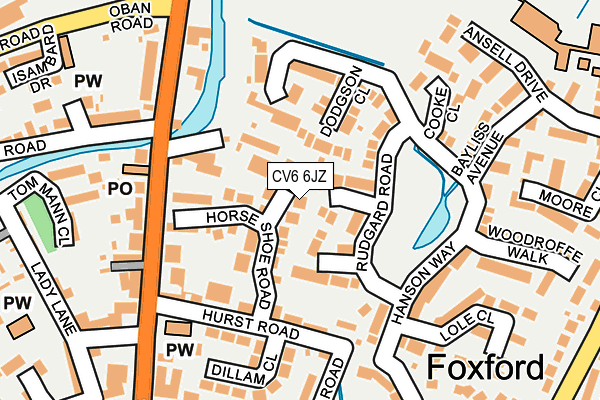 CV6 6JZ map - OS OpenMap – Local (Ordnance Survey)