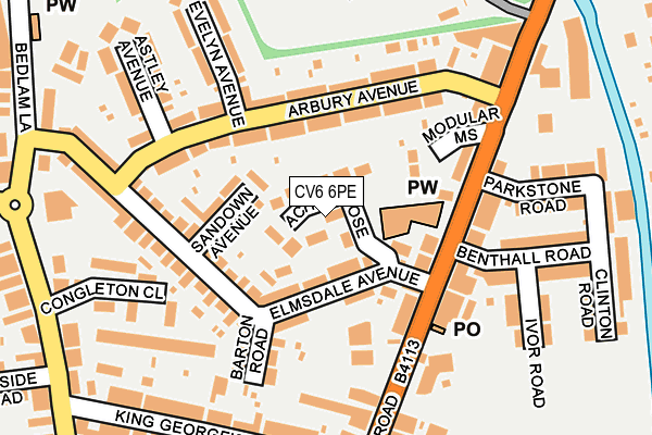 CV6 6PE map - OS OpenMap – Local (Ordnance Survey)