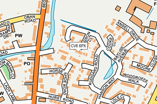 CV6 6PX map - OS OpenMap – Local (Ordnance Survey)