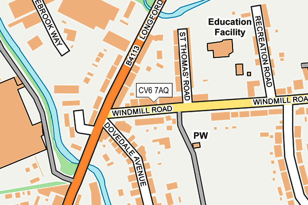 CV6 7AQ map - OS OpenMap – Local (Ordnance Survey)