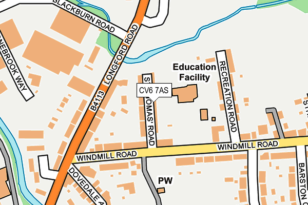 CV6 7AS map - OS OpenMap – Local (Ordnance Survey)