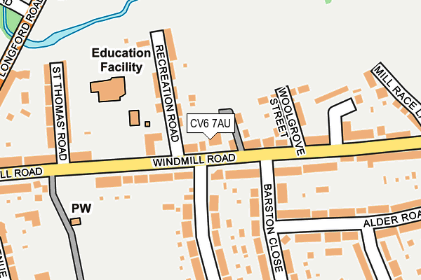 CV6 7AU map - OS OpenMap – Local (Ordnance Survey)