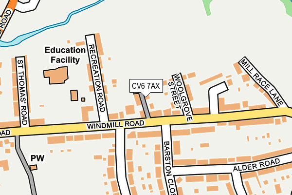 CV6 7AX map - OS OpenMap – Local (Ordnance Survey)