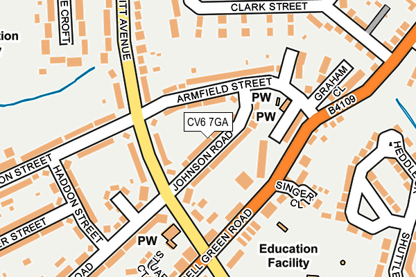 CV6 7GA map - OS OpenMap – Local (Ordnance Survey)