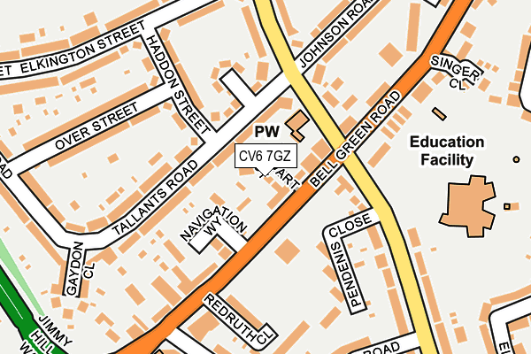 CV6 7GZ map - OS OpenMap – Local (Ordnance Survey)