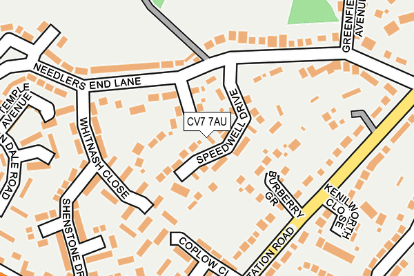 CV7 7AU map - OS OpenMap – Local (Ordnance Survey)