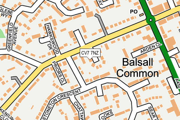 Map of BALSALL COMMON BUGLE CIC at local scale