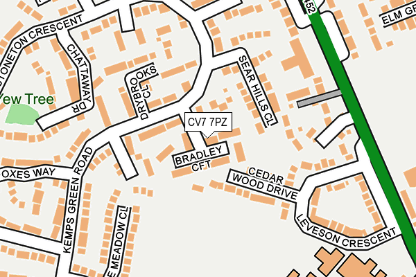 CV7 7PZ map - OS OpenMap – Local (Ordnance Survey)