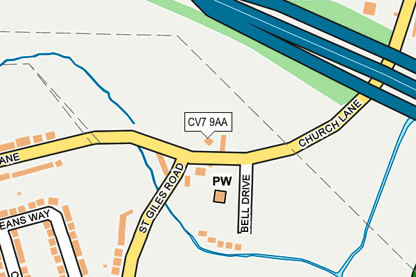 CV7 9AA map - OS OpenMap – Local (Ordnance Survey)